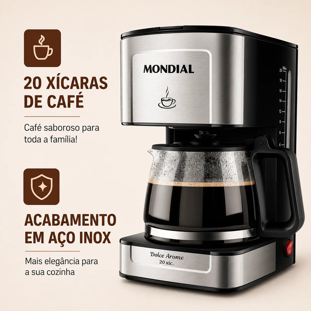 Cafeteira Mondial Dolce Arome 20 Xícaras