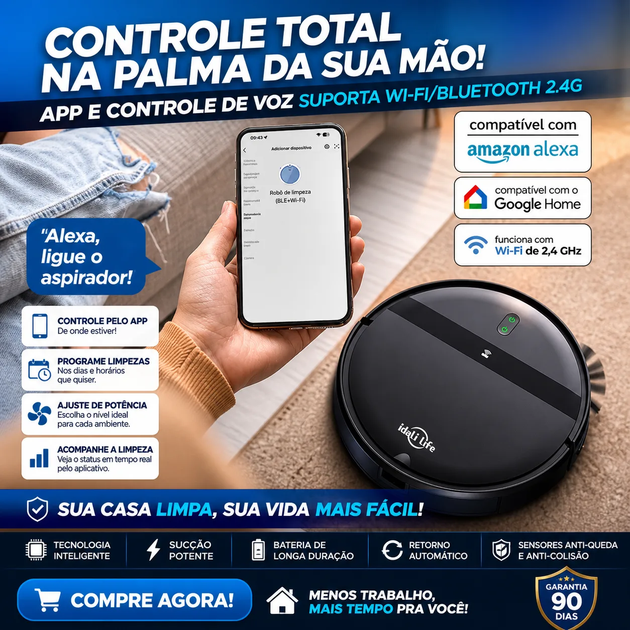 ROBÔ ASPIRADOR 3 EM 1 - Você descansa… ele faz a limpeza